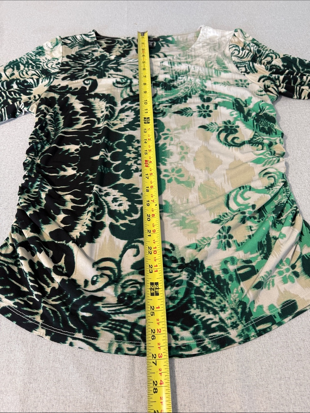 Alfani Green and Cream Floral Scoop Neck Long Sleeve Top SZXL - Picture 10 of 15